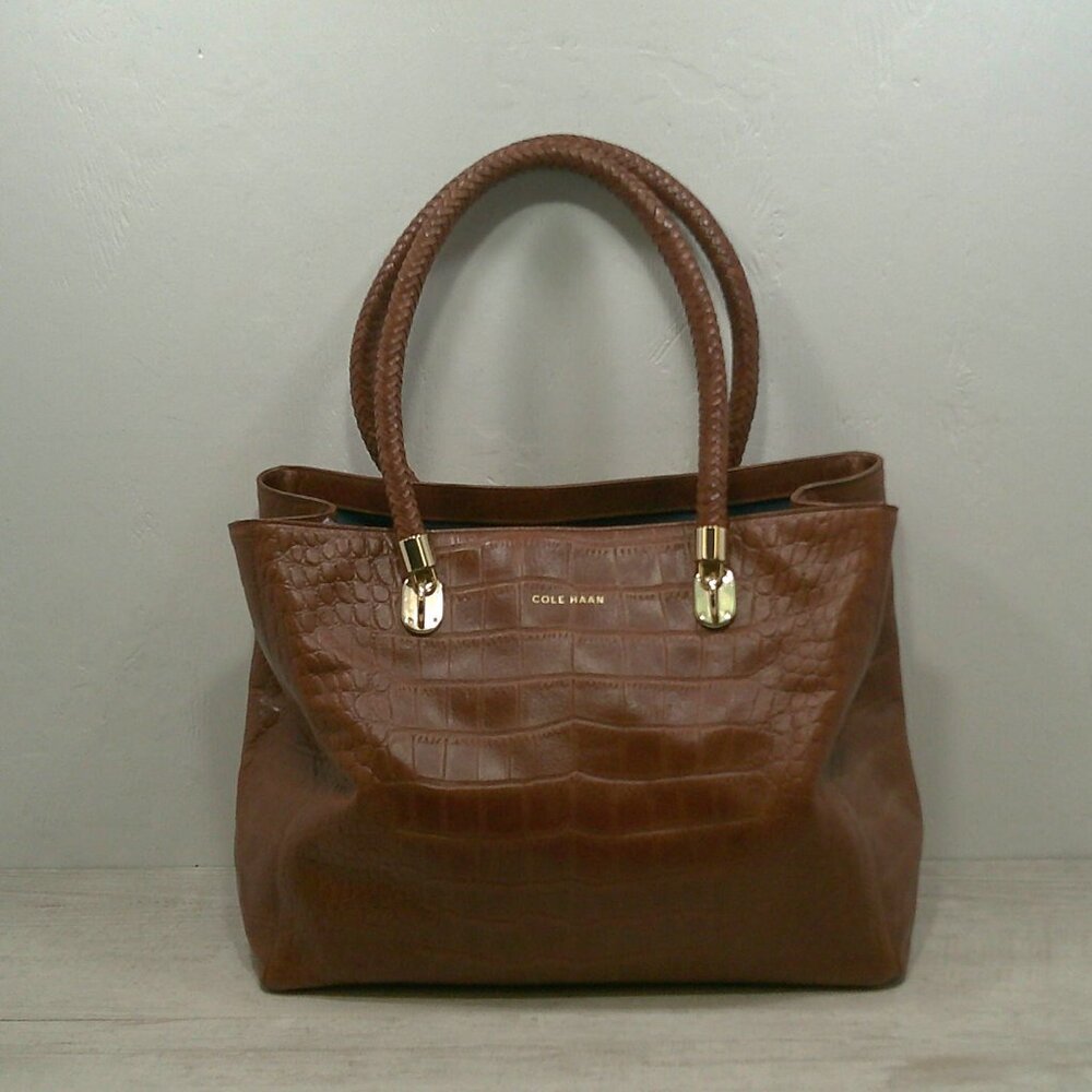 Cole Haan Conac Leather Croc Embossed Tote Bag | Pocket book | Purse